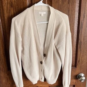 LC Lauren Conrad Cream Button-Up Cardigan